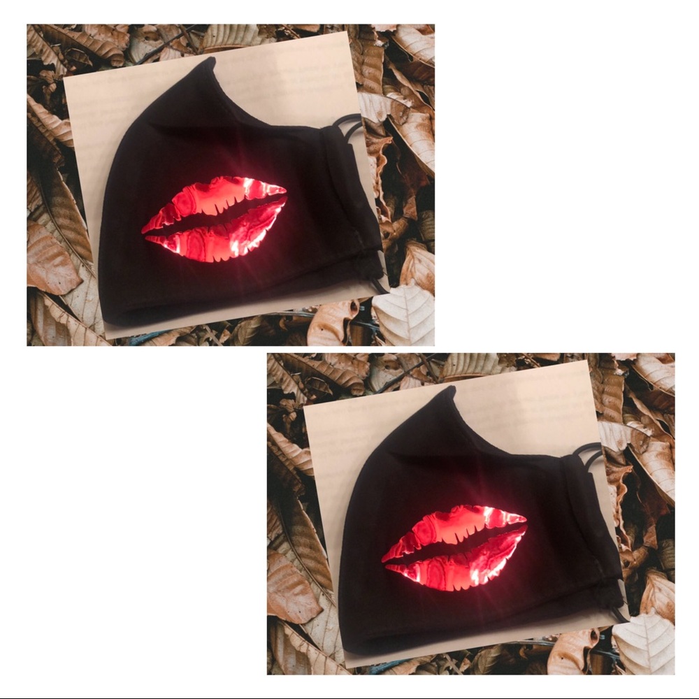 2/$20 Red Sexy Shiny Lips Black Face Masks